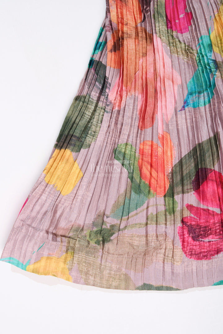 The Nesavu Girls Lehenga Choli Vibrant Lehenga and Choli Set for Girls in Chinon Silk with Digital Floral Print Nesavu Nesavu Vibrant Lehenga Choli Set Girls Chinon Silk Digital Floral Print