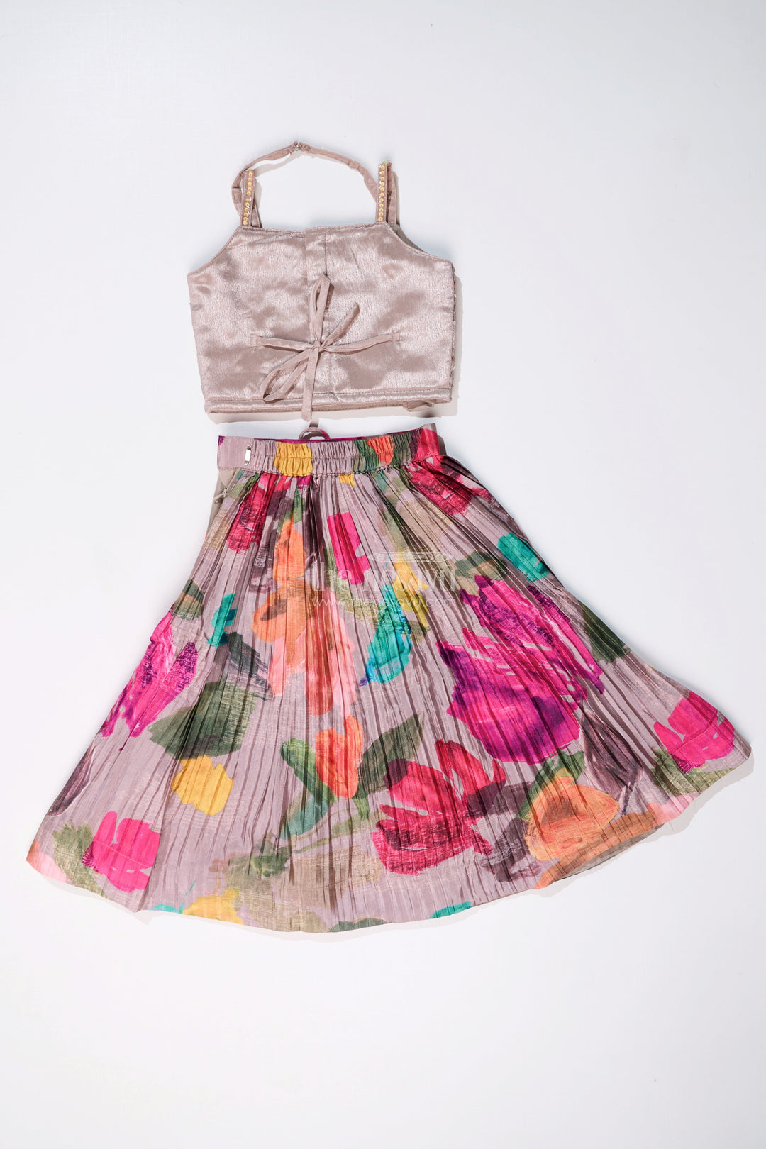 The Nesavu Girls Lehenga Choli Vibrant Lehenga and Choli Set for Girls in Chinon Silk with Digital Floral Print Nesavu Nesavu Vibrant Lehenga Choli Set Girls Chinon Silk Digital Floral Print