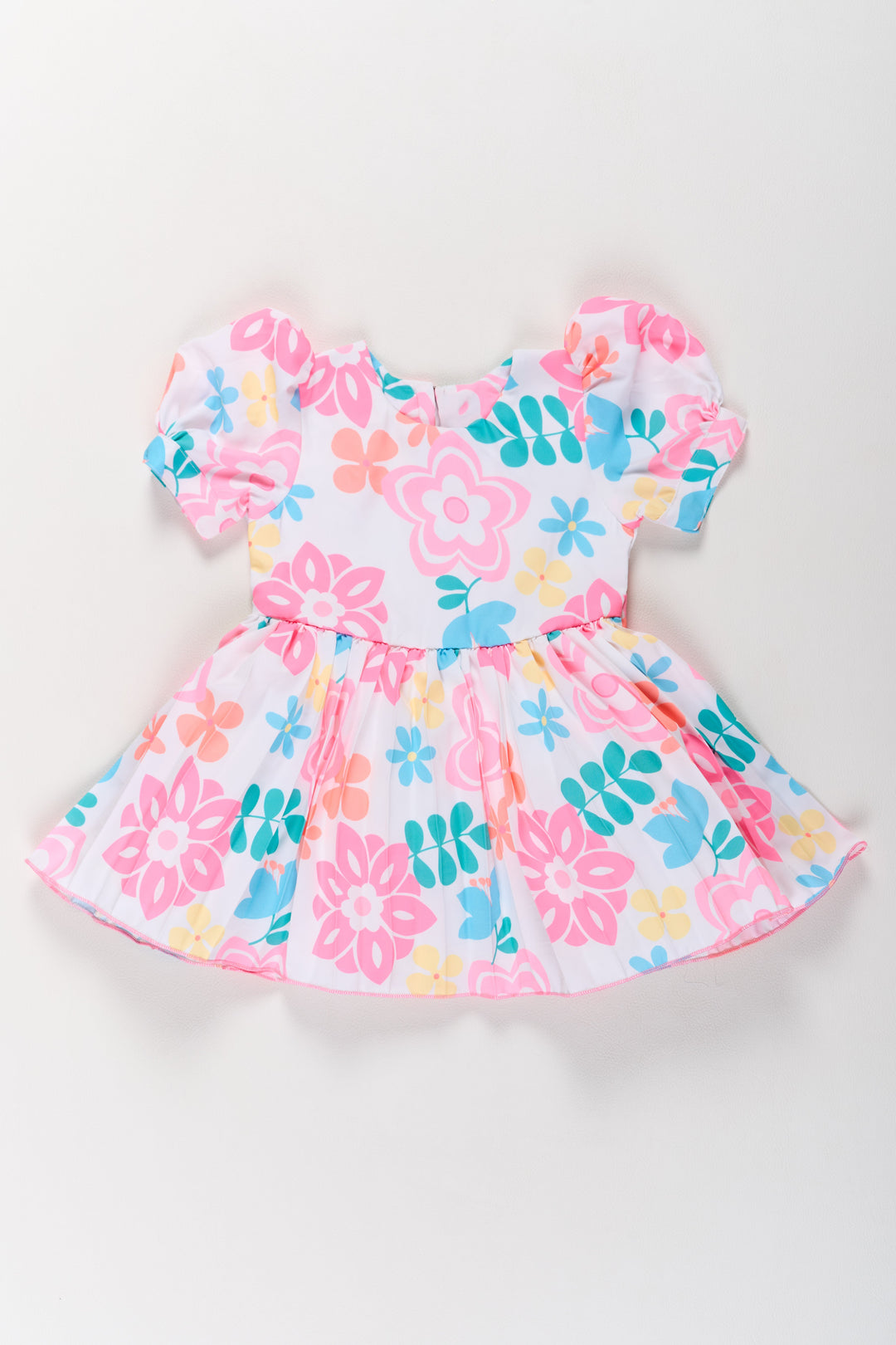 The Nesavu Girls Fancy Frock Vibrant Multicolor Georgette Flower Girls Fancy Frock with Floral Prints and Puff Sleeves Nesavu Vibrant Multicolor Georgette Flower Girls Fancy Frock Floral Prints Puff Sleeves | The Nesavu