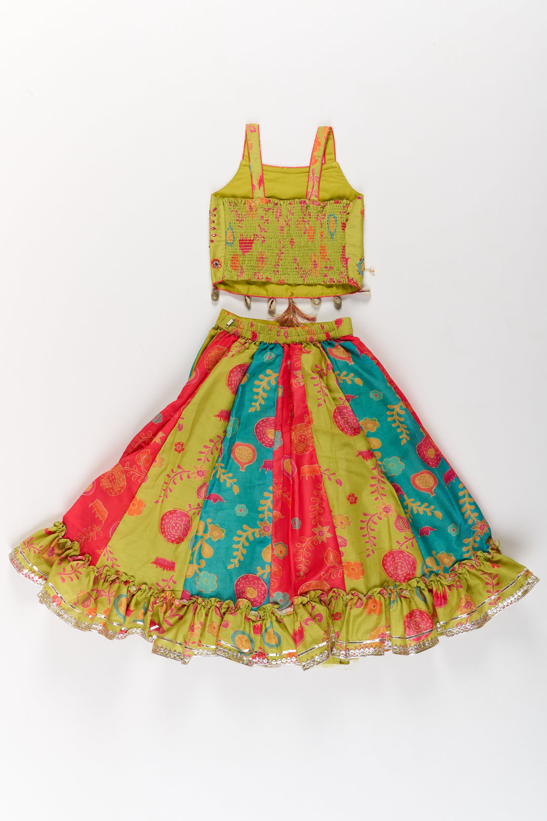 The Nesavu Girls Lehenga Choli Vibrant Multicolor Georgette Girls Lehenga Choli with Embroidered Blouse and Dupatta Nesavu Nesavu Multicolor Georgette Girls Lehenga Choli Embroidered Blouse Dupatta