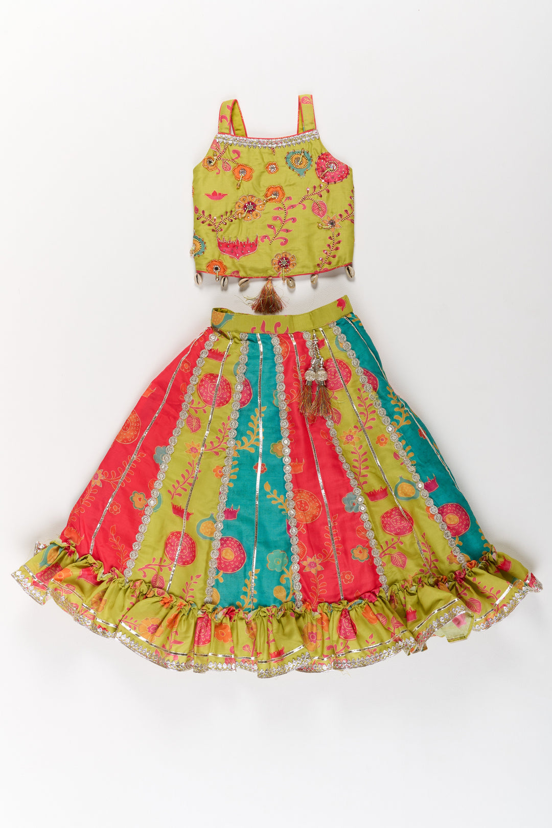 The Nesavu Girls Lehenga Choli Vibrant Multicolor Georgette Girls Lehenga Choli with Embroidered Blouse and Dupatta Nesavu Nesavu Multicolor Georgette Girls Lehenga Choli Embroidered Blouse Dupatta