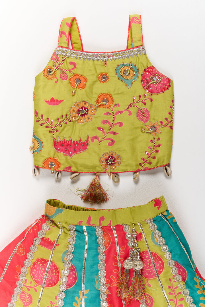 The Nesavu Girls Lehenga Choli Vibrant Multicolor Georgette Girls Lehenga Choli with Embroidered Blouse and Dupatta Nesavu Nesavu Multicolor Georgette Girls Lehenga Choli Embroidered Blouse Dupatta