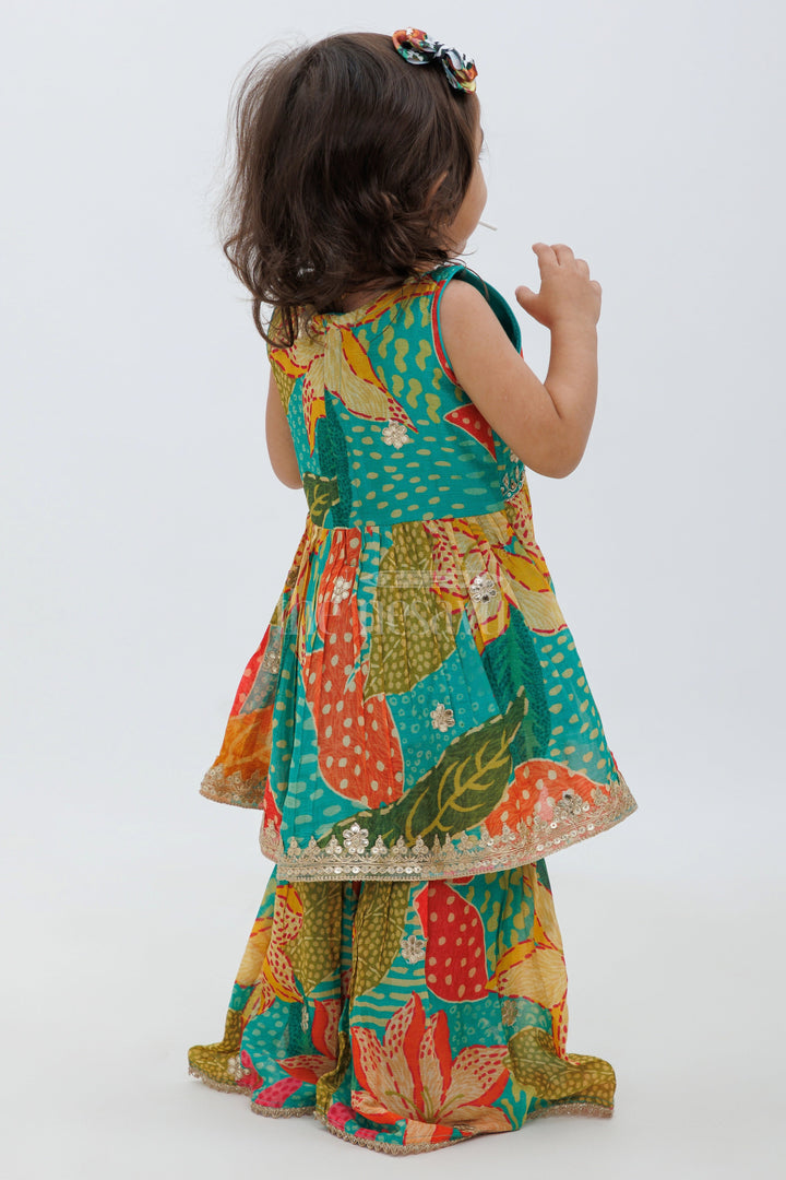 The Nesavu Girls Sharara / Plazo Set Vibrant Multicolor Ghagra Dress for Kids Nesavu Vibrant Multicolor Ghagra Dress for Kids - Sharara Set