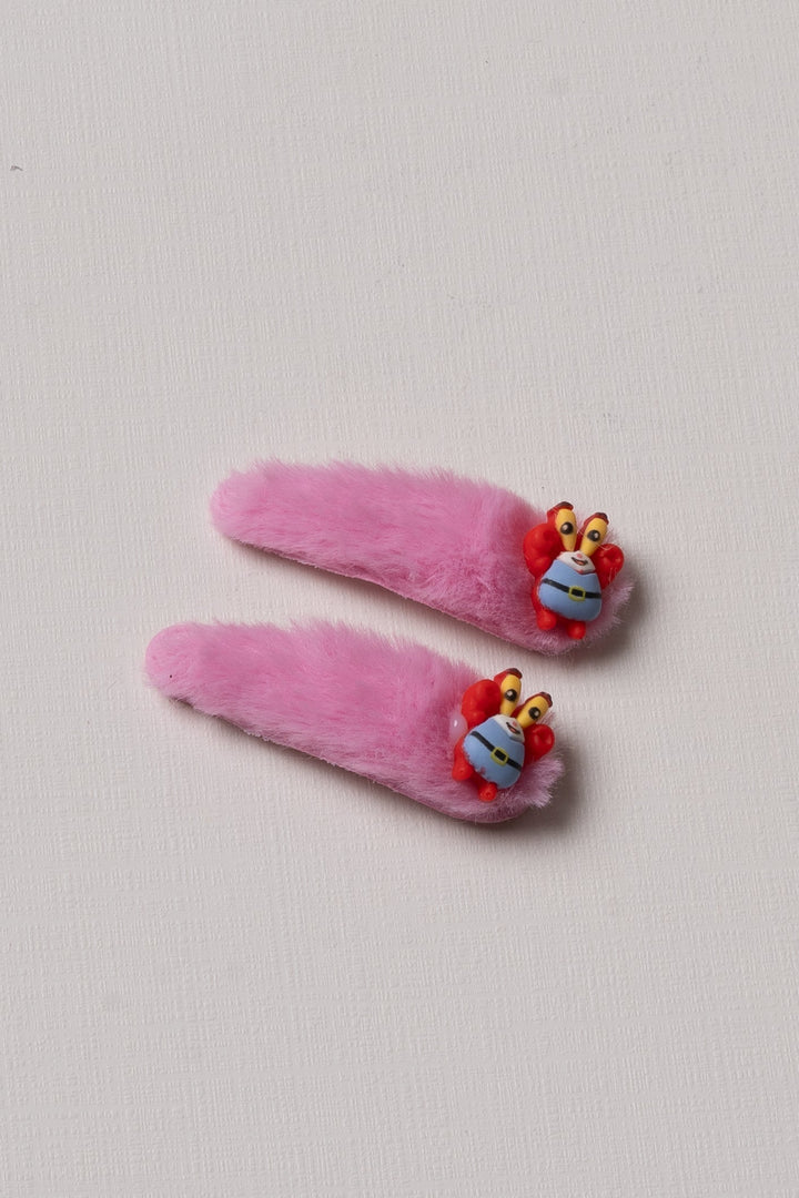 The Nesavu Tick Tac Clip Vibrant Pink Character Fuzzy Tick Tac Clips Nesavu Pink / Style 3 JHTT15C Kids' Pink Fuzzy Character Hair Clips | Cute Tick Tac Clips Collection | The Nesavu