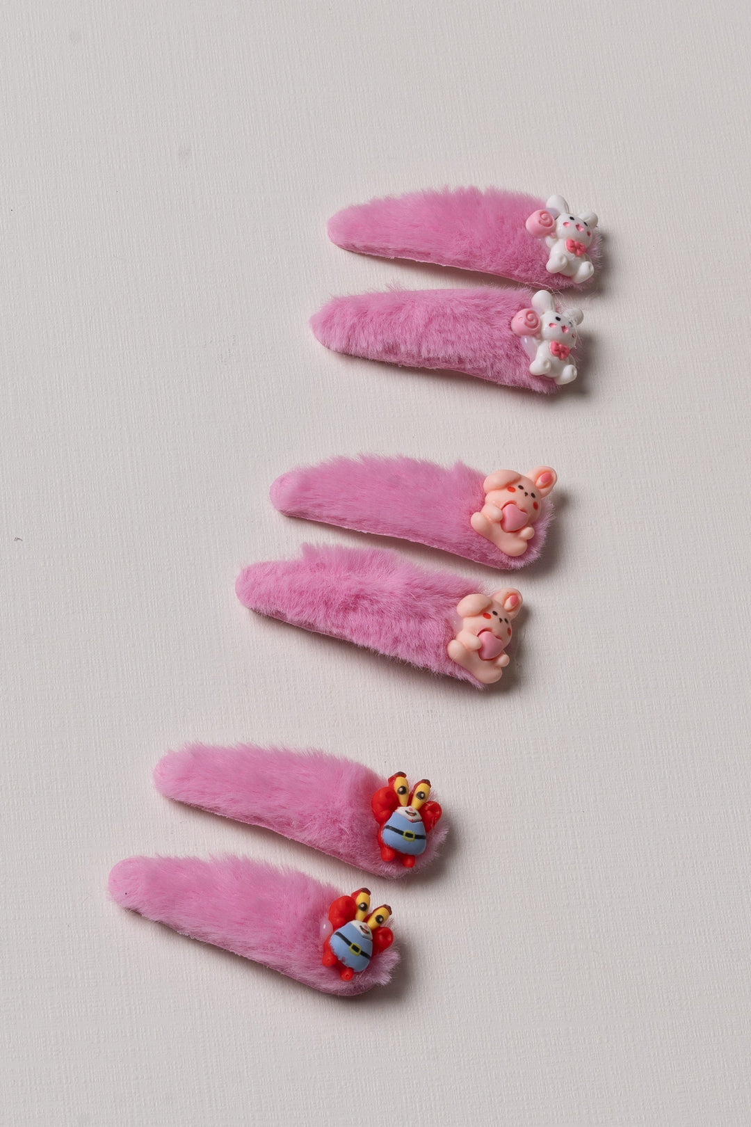 The Nesavu Tick Tac Clip Vibrant Pink Character Fuzzy Tick Tac Clips Nesavu Kids' Pink Fuzzy Character Hair Clips | Cute Tick Tac Clips Collection | The Nesavu