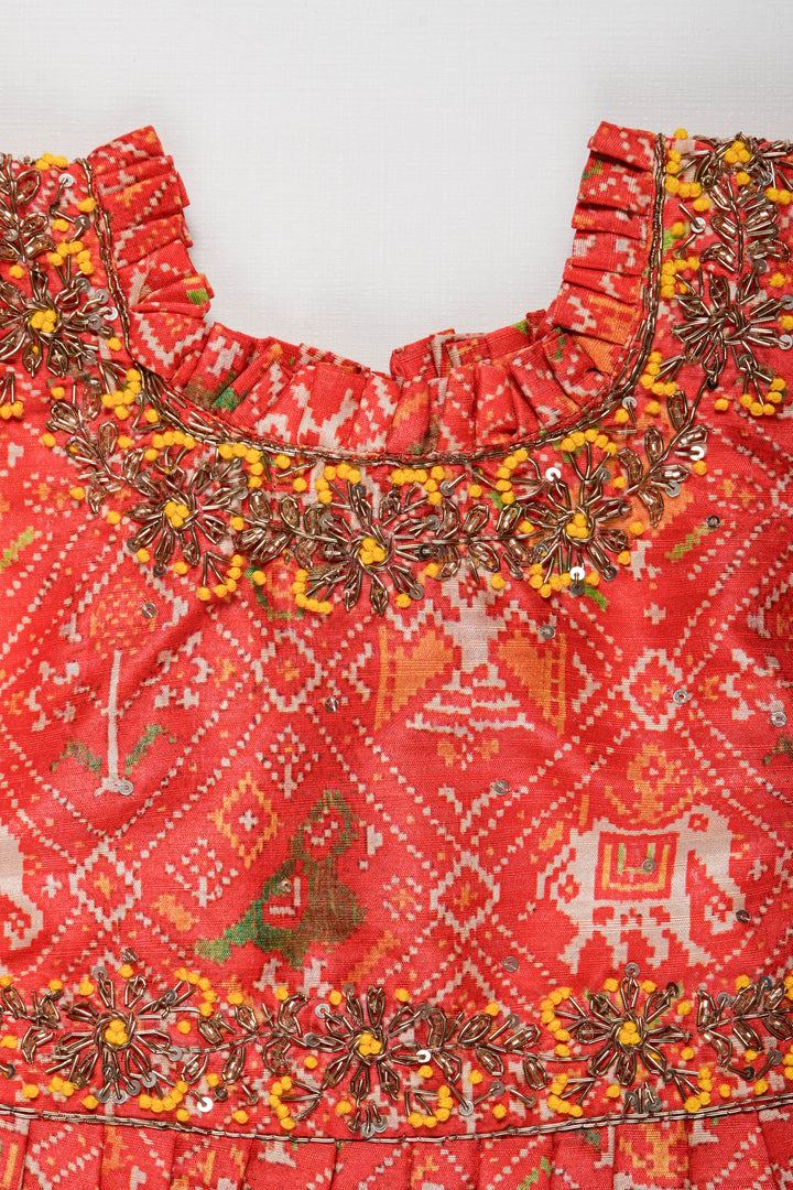 The Nesavu Girls Silk Gown Vibrant Rustic Orange Girls Anarkali with Traditional Embroidery Nesavu Shop Rustic Orange Anarkali for Girls | Traditional Festive Wear Online | The Nesavu