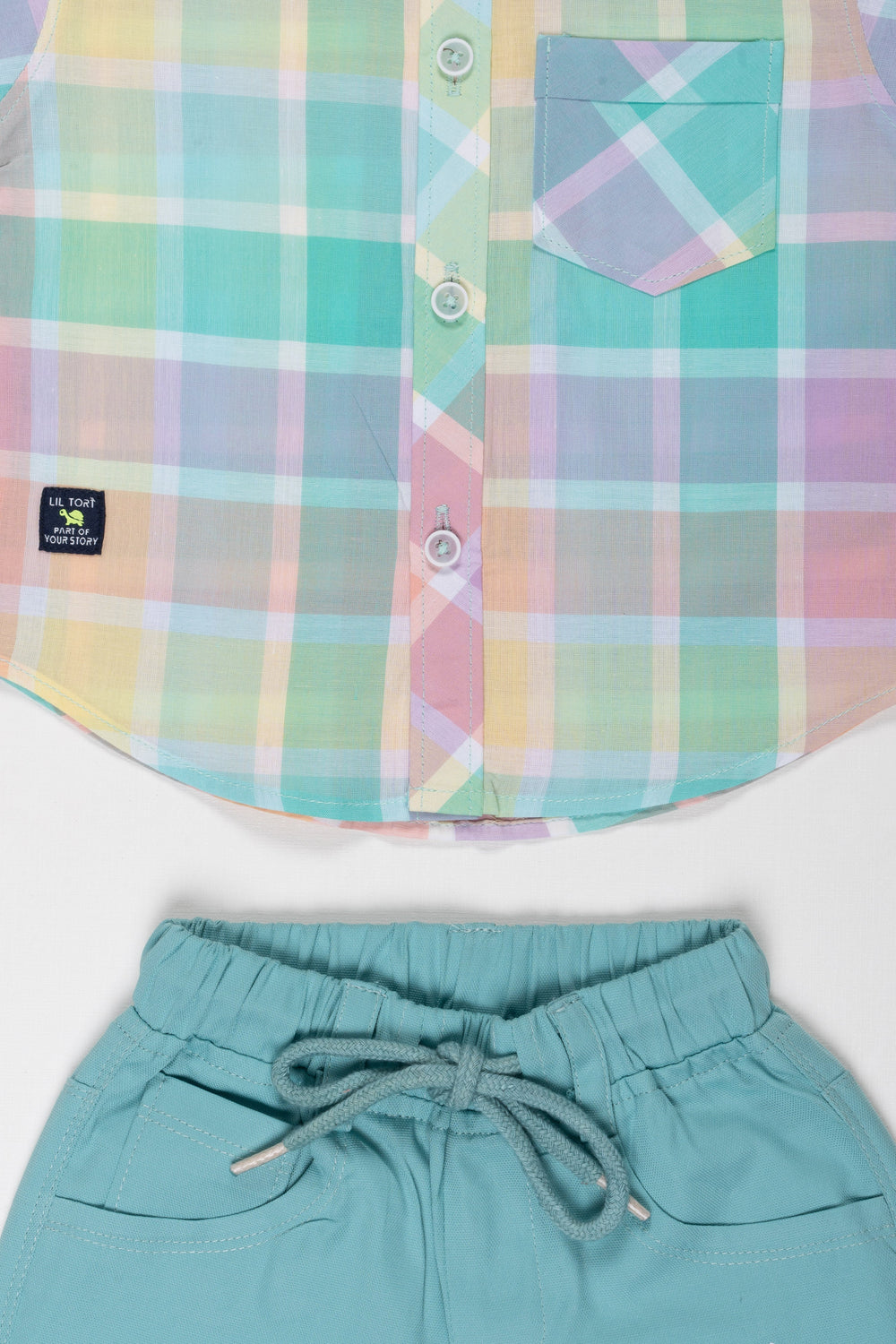 The Nesavu Boys Casual Set Vibrant Summer Playtime Boys Shirt and Shorts Set Nesavu Boys Vibrant Plaid Shirt  Shorts Set | Cool Summer Kids Fashion | The Nesavu