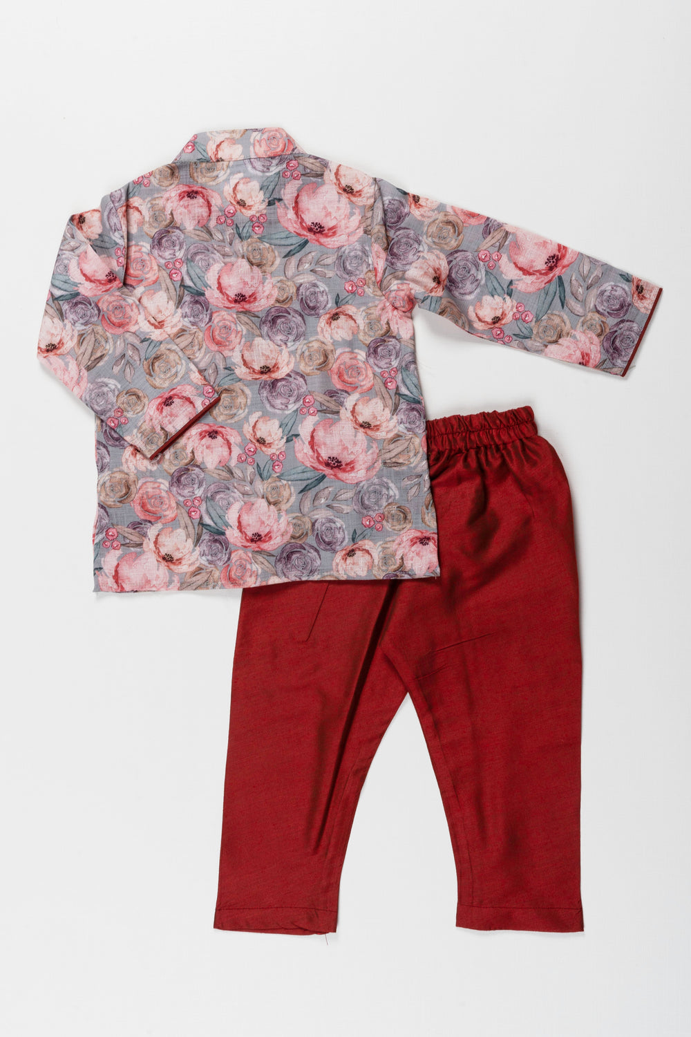 The Nesavu Boys Kurtha Set Vibrant Watercolor Floral Printed Semi-Linen Boys Kurta Pant Set - Perfect for Festive and Casual Wear Nesavu Vibrant Watercolor Floral Printed Semi-Linen Boys Kurta Pant Set - Festive & Casual Wear