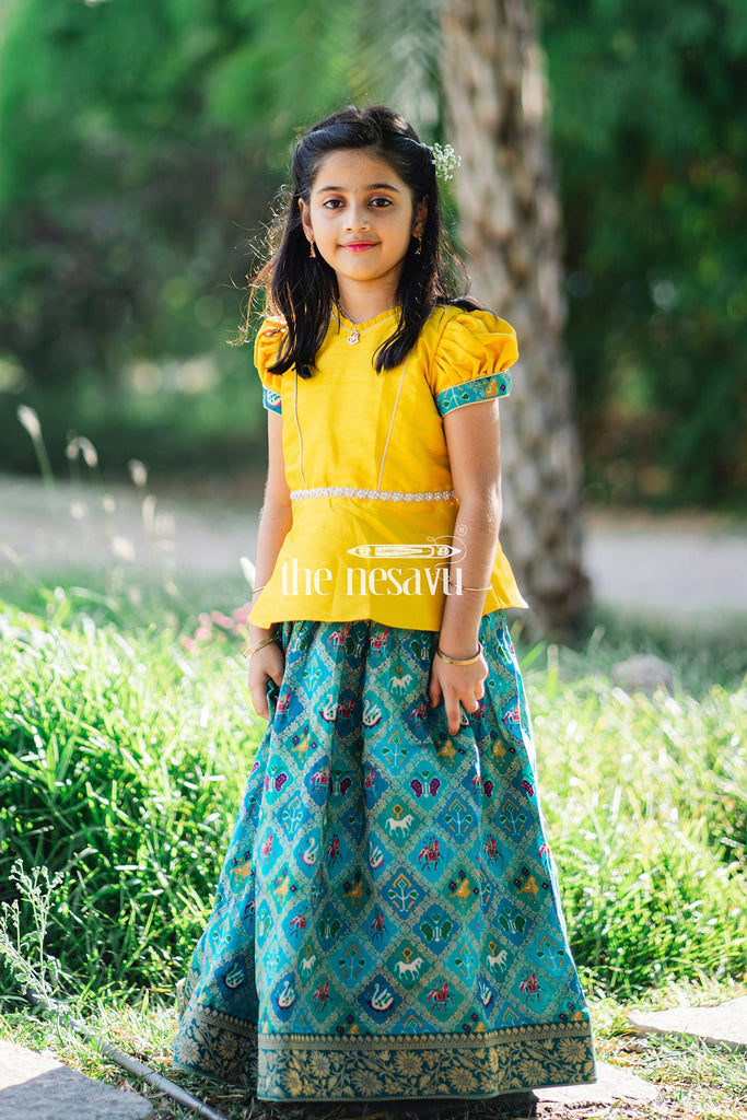 blue and yellow blouse