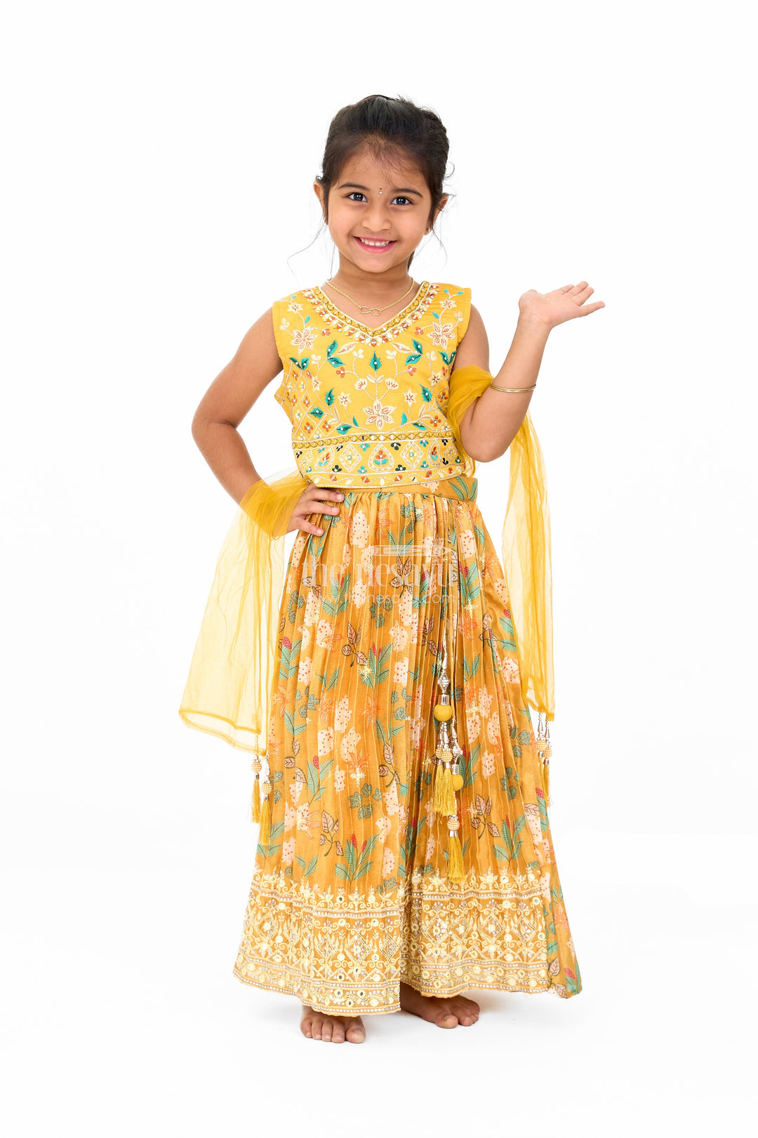 The Nesavu Girls Lehenga Choli Vibrant Yellow Lehenga for Girls with Intricate Muslin Silk Embroidery Ideal for Wedding Party Nesavu 16 (1Y) / Yellow GL548A-16 Nesavu Yellow Muslin Silk Lehenga Girls Embroidered Blouse Perfect Wedding Parties