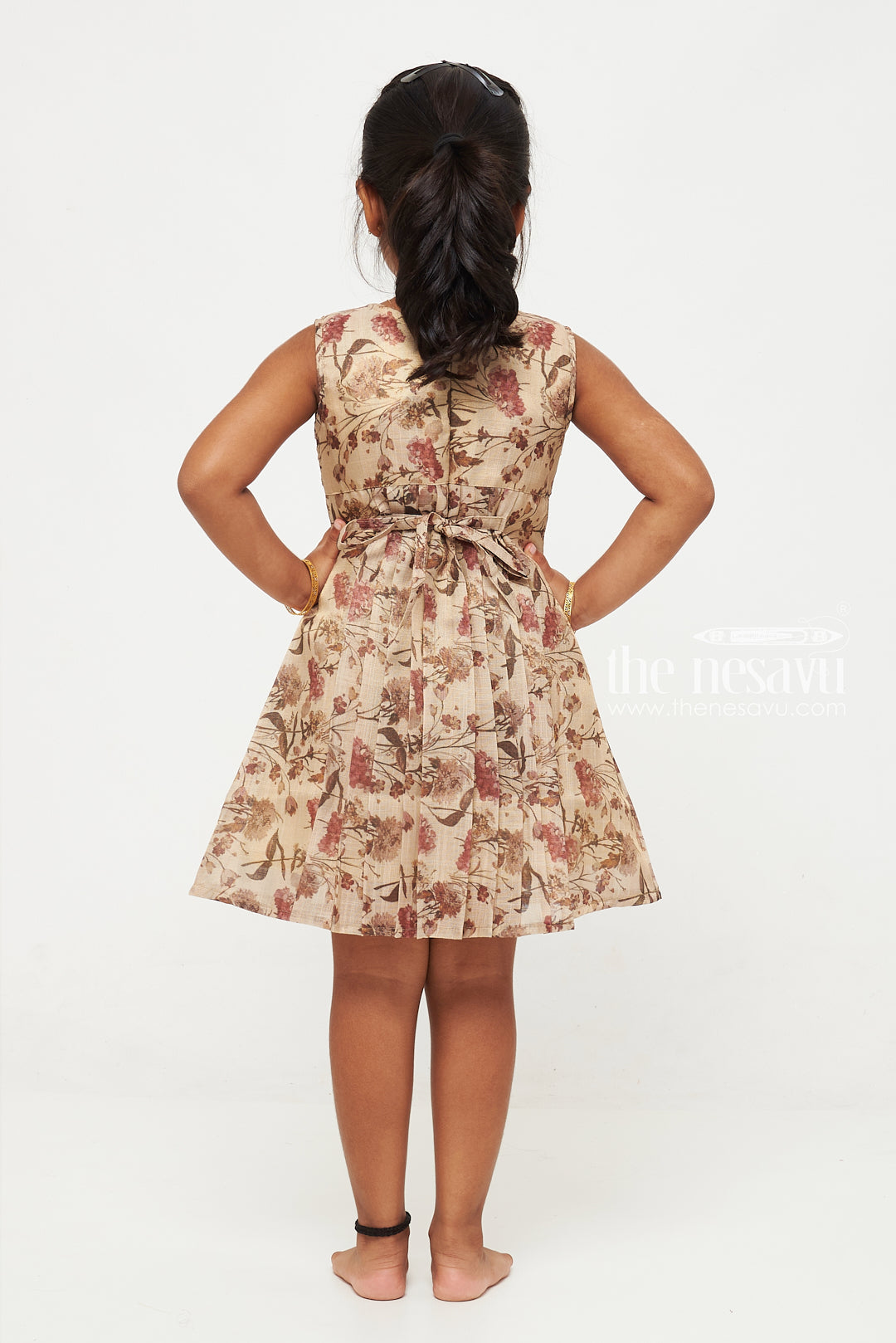 The Nesavu Girls Cotton Frock Vintage Floral Print Cotton Frock for Girls Nesavu Shop Baby Girl Floral Cotton Dress | Elegant Party Wear for Toddlers | The Nesavu
