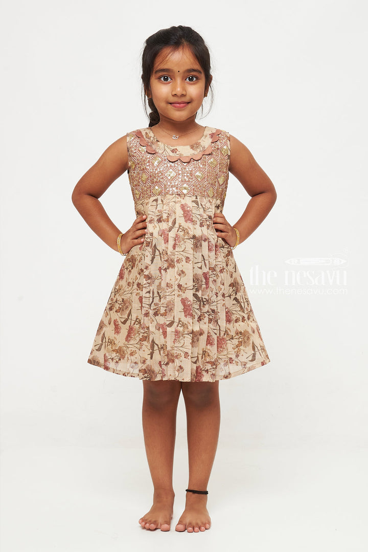 The Nesavu Girls Cotton Frock Vintage Floral Print Cotton Frock for Girls Nesavu Shop Baby Girl Floral Cotton Dress | Elegant Party Wear for Toddlers | The Nesavu