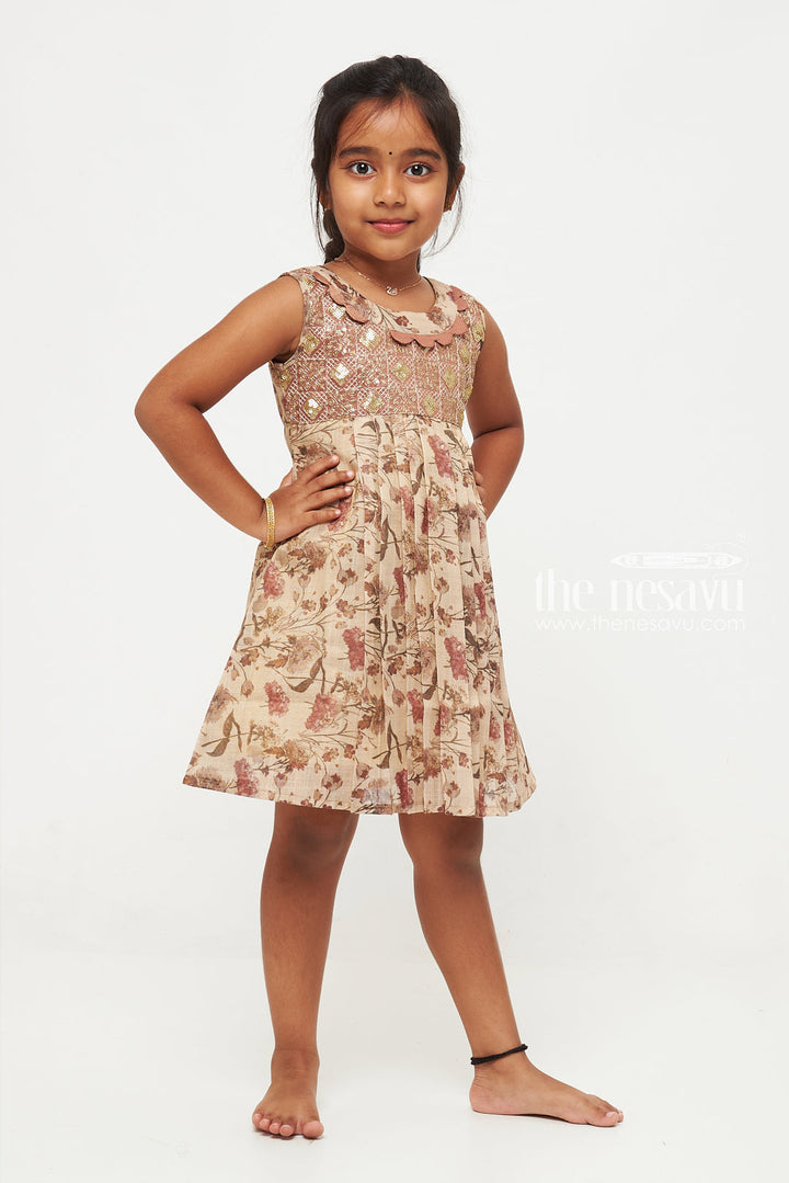 The Nesavu Girls Cotton Frock Vintage Floral Print Cotton Frock for Girls Nesavu Shop Baby Girl Floral Cotton Dress | Elegant Party Wear for Toddlers | The Nesavu