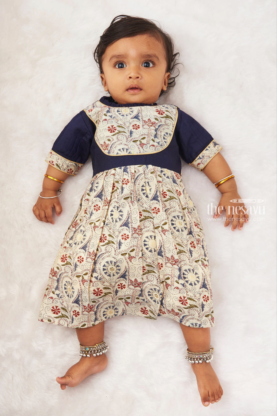 blue and brown toddler dress Vintage Blue Stripe Flutter Dress (Infant-Adult) 10/12