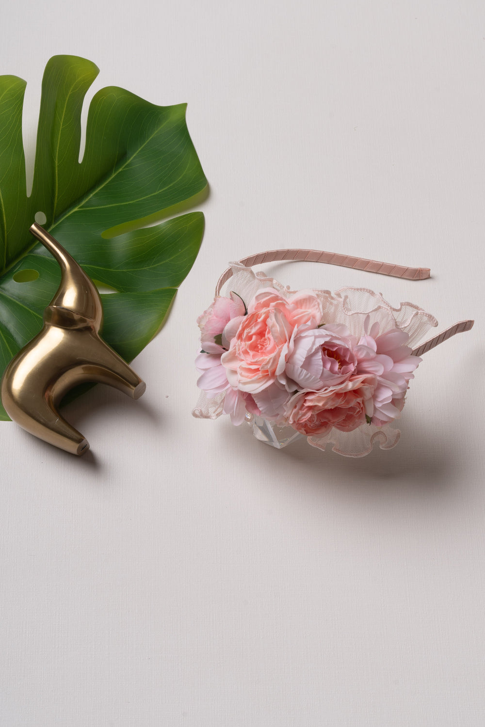 The Nesavu Hair Band Vintage Pink Peony Hairband with Lace Accents Nesavu Pink JHB81D Elegant Lace-Accented Pink Peony Hairband | Perfect Accessory for Timeless Looks | The Nesavu