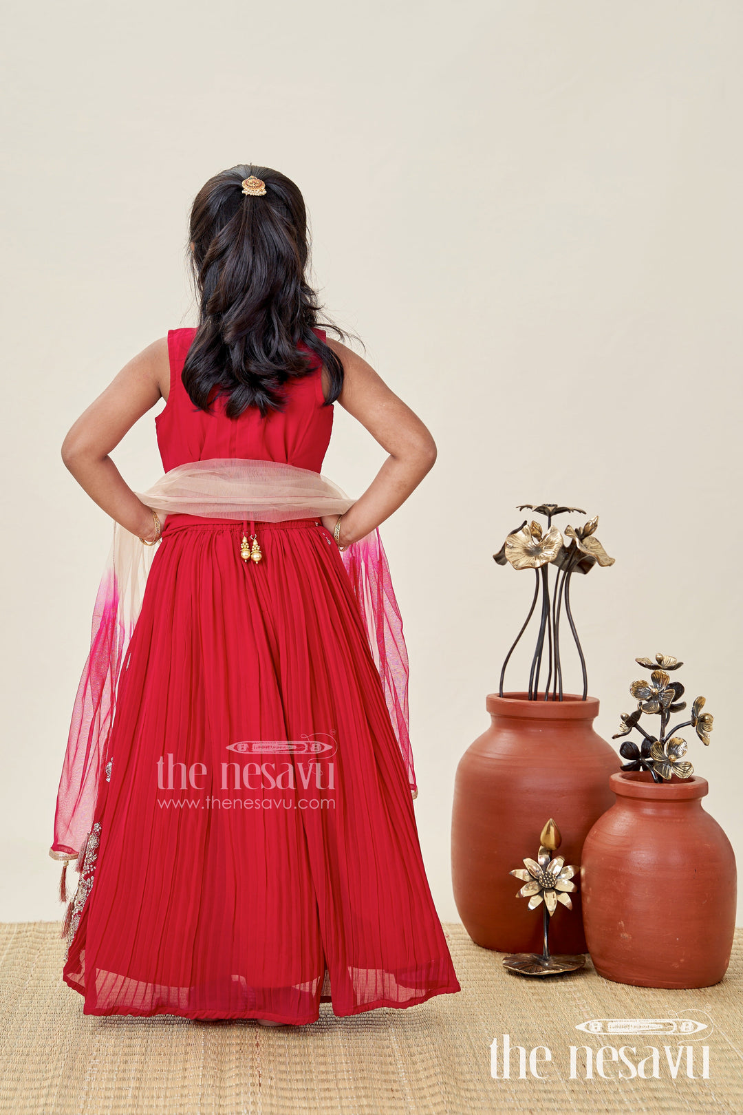 Nesavu Wine Red Traditional Girls Lehenga Heavy Gold Embroidery Grand Wedding Celebrations The Nesavu Nesavu Wine Red Traditional Girls Lehenga Heavy Gold Embroidery Grand Wedding Celebrations The Nesavu