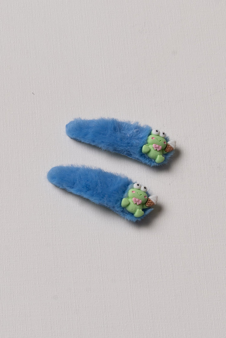 The Nesavu Tick Tac Clip Whimsical Blue Furry Character Hair Clip Nesavu Blue / Style 4 JHTT09D Fun Blue Furry Character Hair Clip | Cute Stylish Accessory | The Nesavu