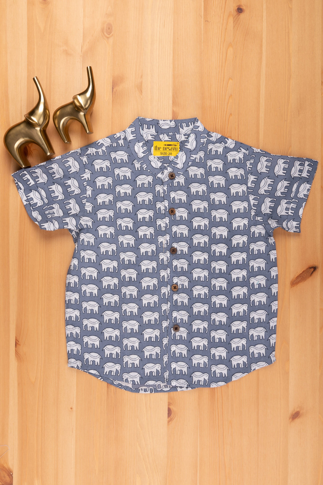 The Nesavu Boys Cotton Shirt Whimsical & Charming Boys' Elephant Print Shirt | Soft Cotton | Nesavu | Bring Joy to Their Wardrobe psr silks Nesavu