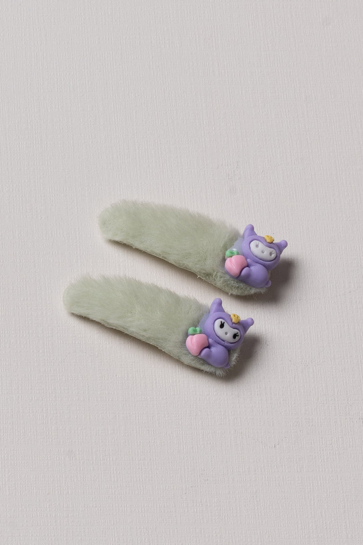 The Nesavu Tick Tac Clip Whimsical Furry Friends Tick Tac Clips Nesavu Green / Style 1 JHTT13A Adorable Animal Tick Tac Hair Clips for Girls | Fuzzy & Cute Hair Accessories | The Nesavu