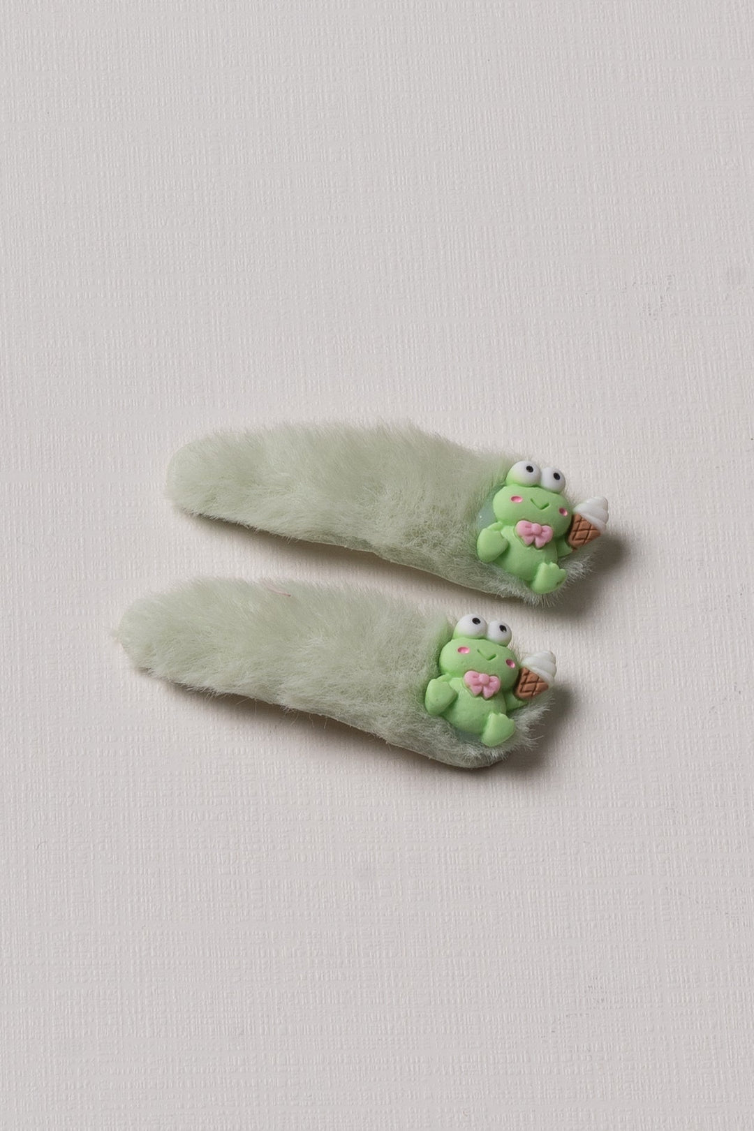 The Nesavu Tick Tac Clip Whimsical Furry Friends Tick Tac Clips Nesavu Green / Style 2 JHTT13B Adorable Animal Tick Tac Hair Clips for Girls | Fuzzy & Cute Hair Accessories | The Nesavu