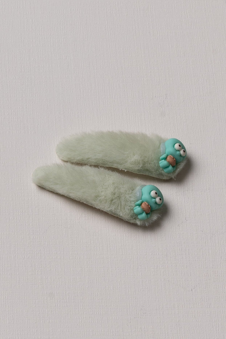 The Nesavu Tick Tac Clip Whimsical Furry Friends Tick Tac Clips Nesavu Green / Style 3 JHTT13C Adorable Animal Tick Tac Hair Clips for Girls | Fuzzy & Cute Hair Accessories | The Nesavu