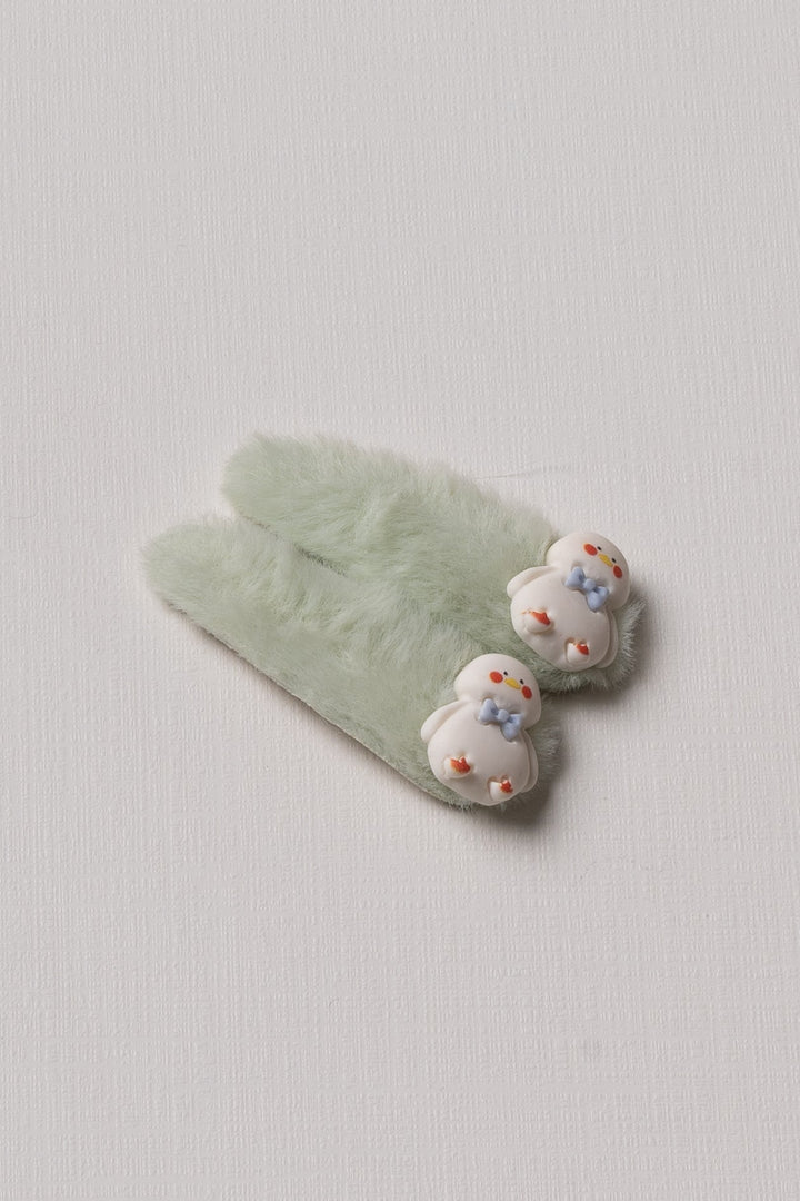 The Nesavu Tick Tac Clip Whimsical Furry Friends Tick Tac Clips Nesavu Green / Style 4 JHTT13D Adorable Animal Tick Tac Hair Clips for Girls | Fuzzy & Cute Hair Accessories | The Nesavu