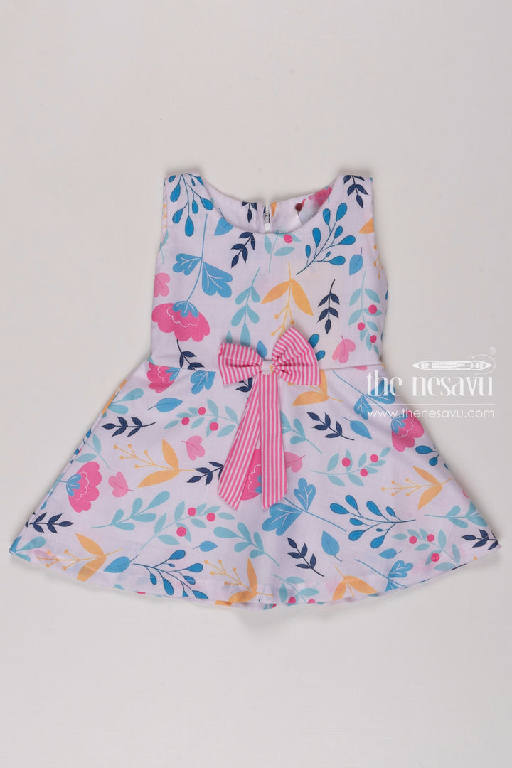 The Nesavu Baby Fancy Frock Whimsical Garden Party ALine Frock for Girls Nesavu 14 (6M) / Pink BFJ507B-14 Girls Sleeveless Floral Print Dress | Perfect for Summer Days | The Nesavu