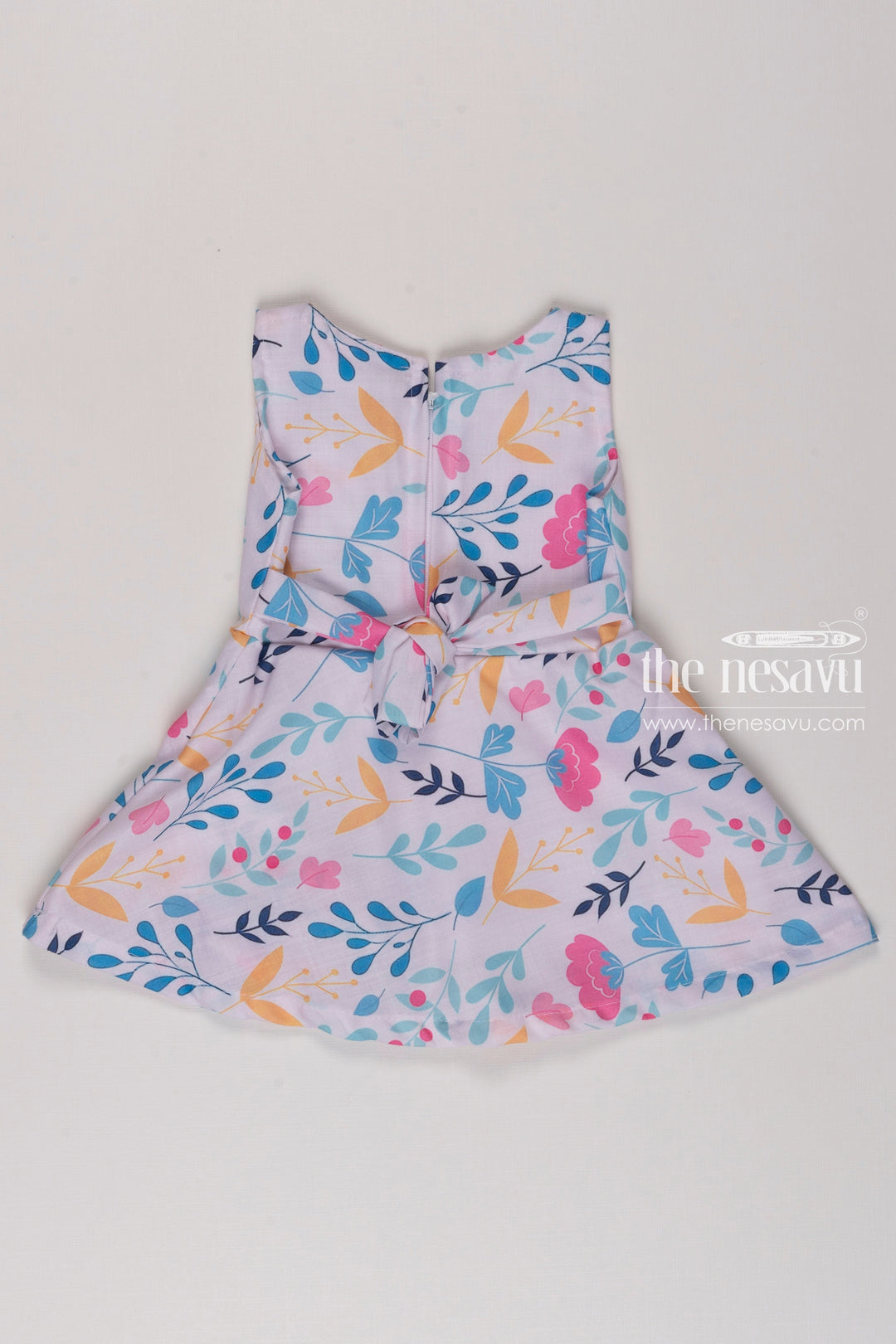 The Nesavu Baby Fancy Frock Whimsical Garden Party ALine Frock for Girls Nesavu Girls Sleeveless Floral Print Dress | Perfect for Summer Days | The Nesavu
