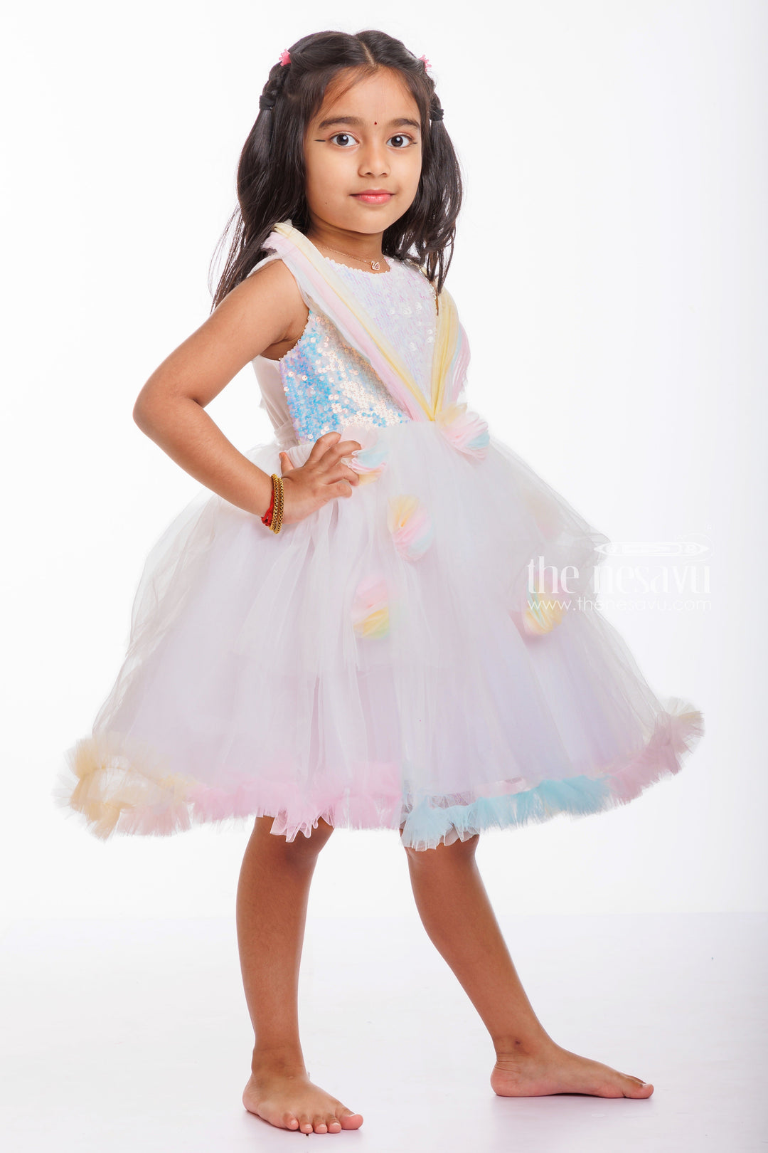 The Nesavu Girls Tutu Frock Whimsical Rainbow Sequin Tutu Frock for Girls Birthday Celebrations Nesavu Find the Perfect First Birthday Tutu Dress | Celebrate in Style | The Nesavu