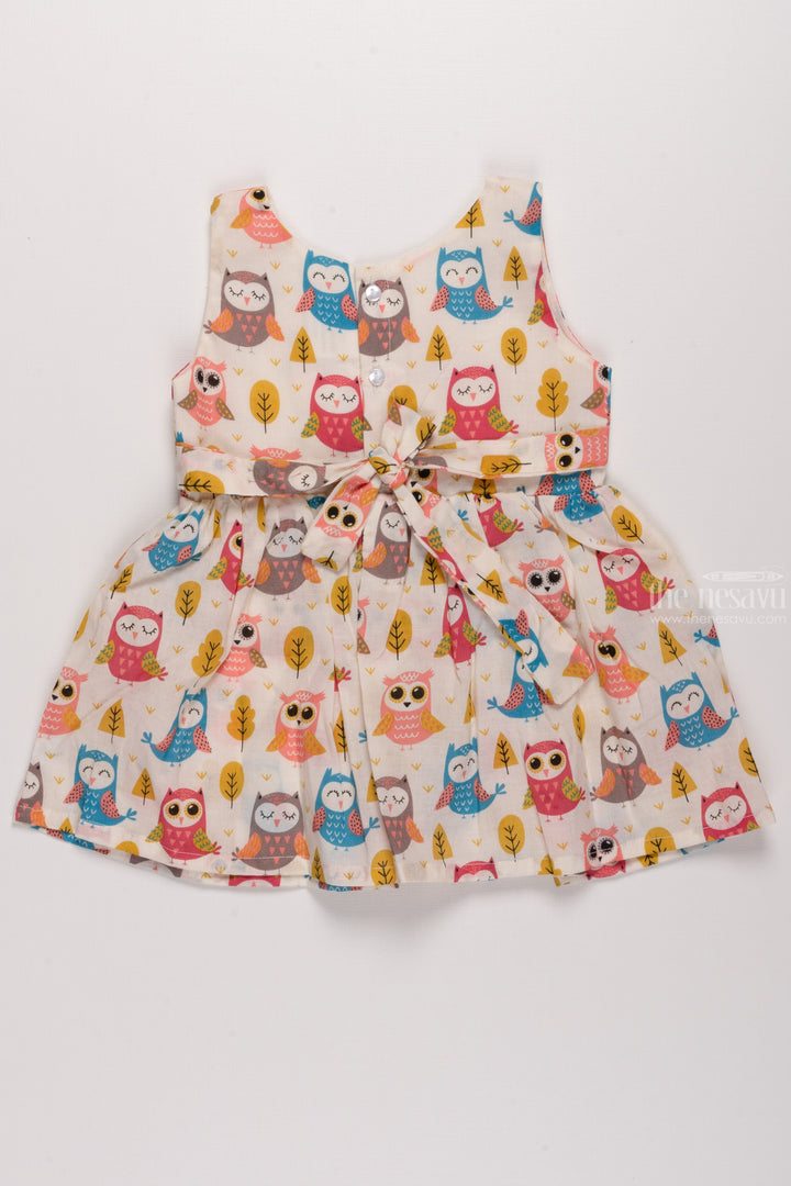 The Nesavu Baby Cotton Frocks Whimsical Woodlands: Owl Patterned Baby Cotton Frock Nesavu Chic and Comfortable Baby Summer Dresses | Perfect for Fun in the Sun | The Nesavu