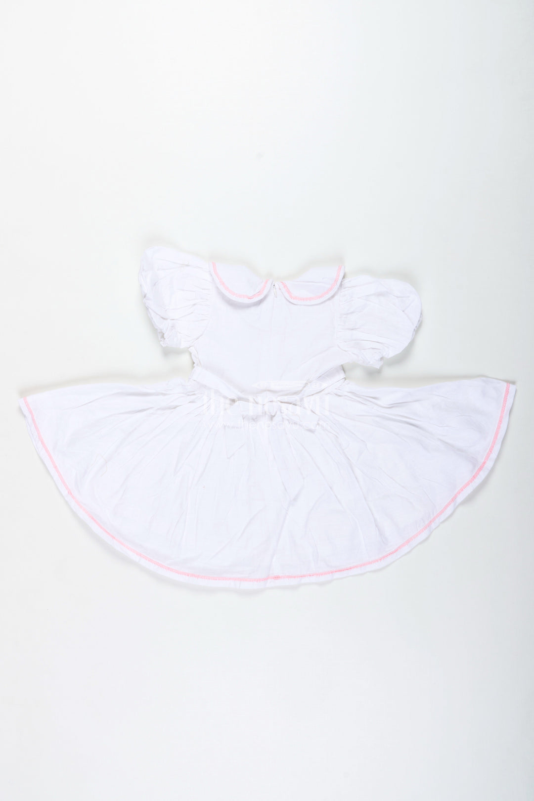 The Nesavu Baby Cotton Frocks White Baby Girl Cotton Frock with Pink Embroidery Puff Sleeve Dress for Summer Playdates Nesavu Nesavu White Baby Girl Cotton Frock Pink Embroidery Puff Sleeve Dress Summer Playdates