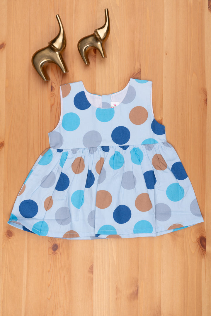The Nesavu Baby Frock / Jhabla White Polka Dot Baby Dress - Classic Elegance for Infants Nesavu 12 (3M) / Blue BFJ453A-12 Fancy Dresses For baby Girls | Buy Baby Frocks online | The Nesavu