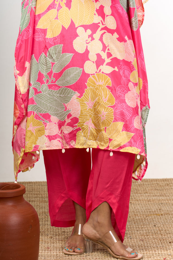 The Nesavu Womens Co-Ord Sets Womens Chiffon Kurta Co Ord Set with Floral Prints and Flowy Design Nesavu Nesavu Womens Chiffon Floral Kurta Co Ord Set Relaxed Fit Straight Pants