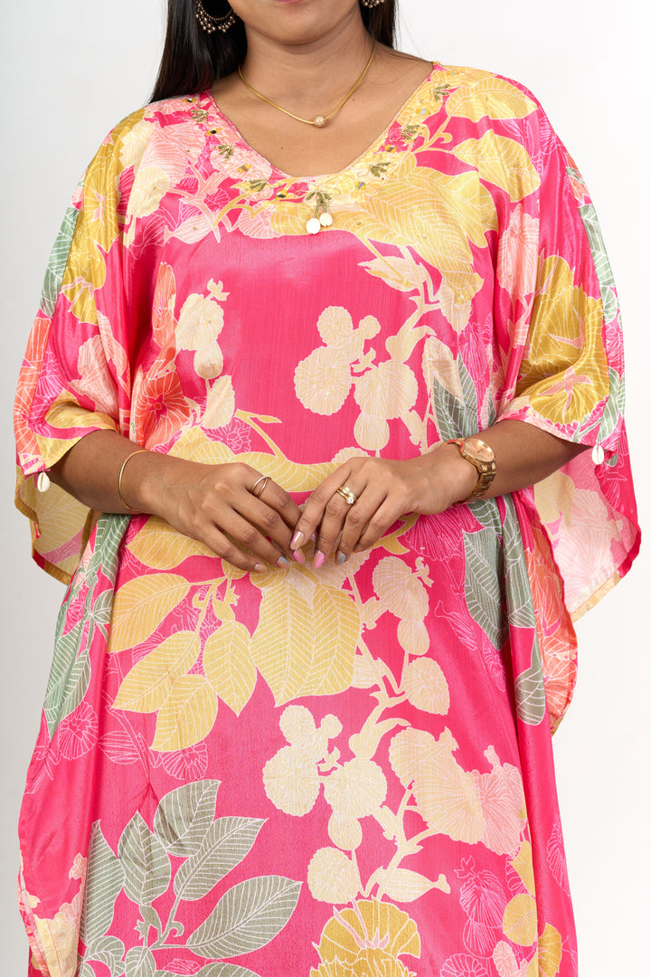 The Nesavu Womens Co-Ord Sets Womens Chiffon Kurta Co Ord Set with Floral Prints and Flowy Design Nesavu Nesavu Womens Chiffon Floral Kurta Co Ord Set Relaxed Fit Straight Pants