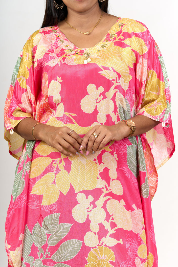 The Nesavu Womens Co-Ord Sets Womens Chiffon Kurta Co Ord Set with Floral Prints and Flowy Design Nesavu Nesavu Womens Chiffon Floral Kurta Co Ord Set Relaxed Fit Straight Pants