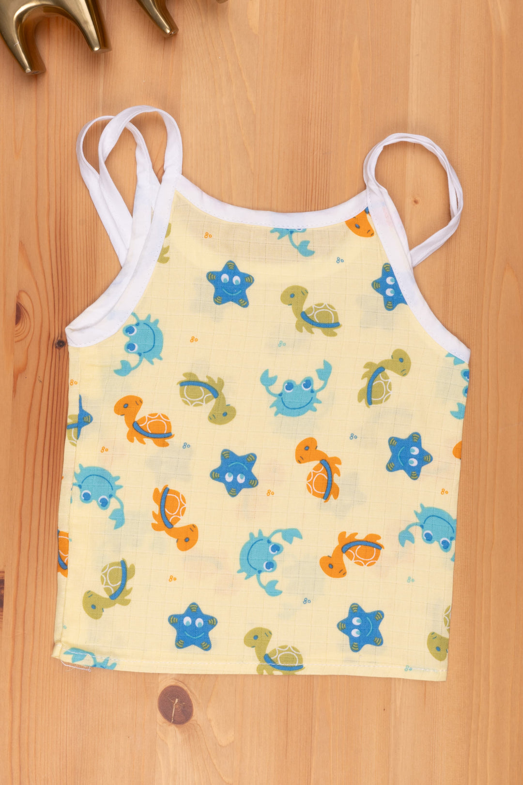 The Nesavu Baby Jhables Yellow Baby Clothes: Sea Animal Print with Cute Tie-Up Nesavu 10 (NB) / Yellow IF003A-10 Buy Newborn Baby dress Online | Premium Baby dress | The Nesavu