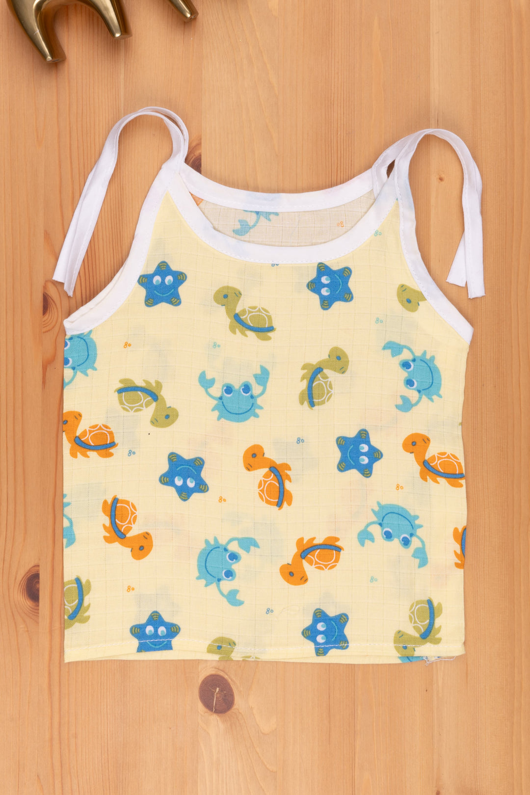 The Nesavu Baby Jhables Yellow Baby Clothes: Sea Animal Print with Cute Tie-Up Nesavu Buy Newborn Baby dress Online | Premium Baby dress | The Nesavu