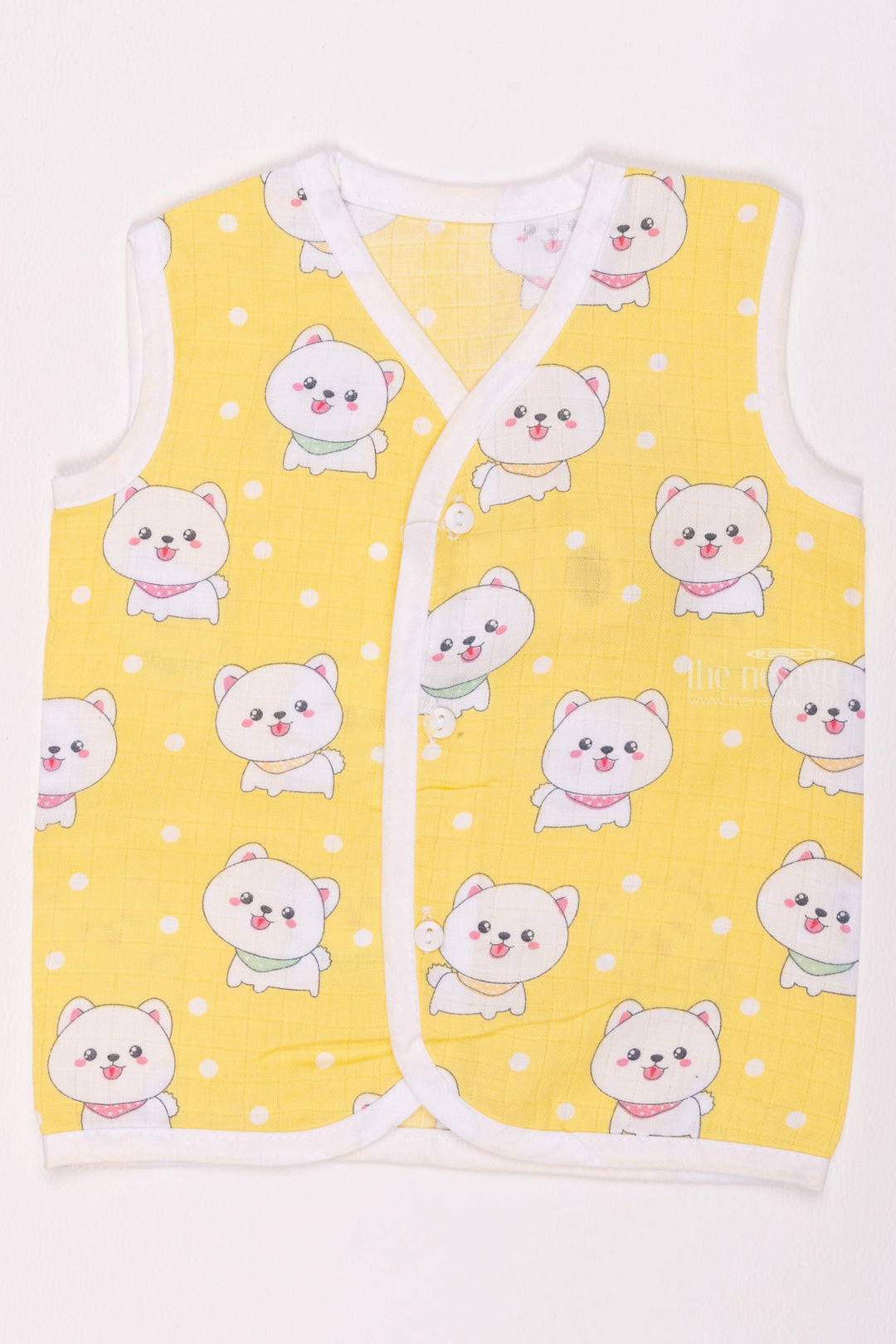 The Nesavu Baby Jhables Yellow Cotton Jhabla Adorable Animal Design for Babies Nesavu 12 (3M) / Yellow / Muslin Cotton IF005C-12 Eco-friendly Baby dresses Online | New Born Comfortable Wear | The Nesavu