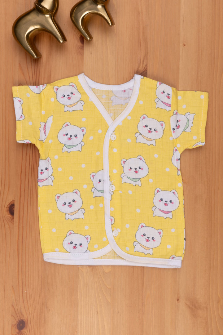 The Nesavu Baby Jhables Yellow Infant Jhabla: Attractive Animal Print Design Nesavu 10 (NB) / Yellow IF015A-10 Printed Dress For Babys | Born Babies Dress | The Nesavu