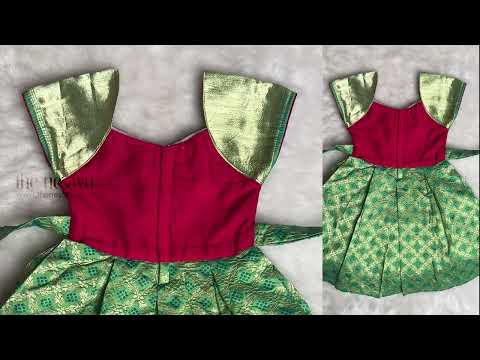 Limegreen Pleated Yoke Designer Silk Cotton Frock For Baby Girls