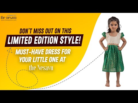 Zari with Paisley Designer Knife Pleated Green Silk Frock with White Yoke for Girls