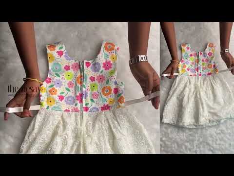 Floral Printed White Yoke with Floral Designer Lucknow Chikan Baby Frock