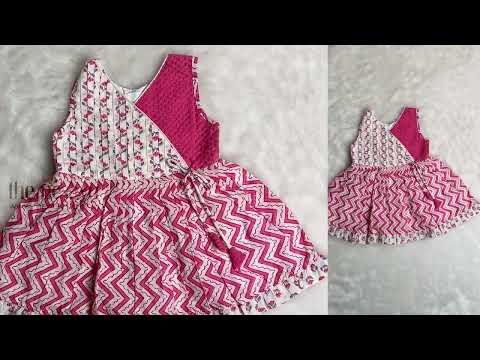 Pink Sleeveless Soft Cotton Gown For New Born Girl Kids With Ruffle Trims