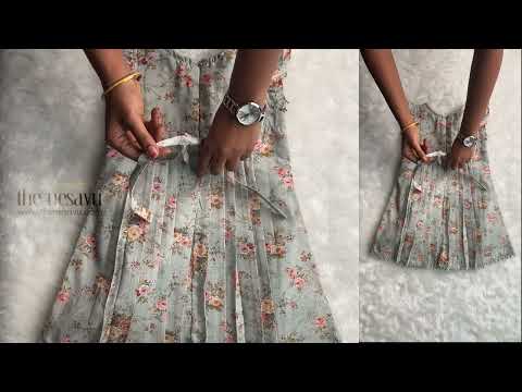 Gorgeous Green Floral Printed Pleated Soft Cotton Frock For Baby Girls