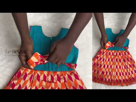 Orange Clash - Semi-Banaras Brocade Printed Long Zari Silk Frock For Lil Girls