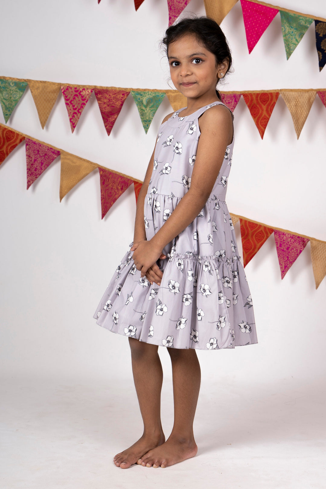 The Nesavu Frocks & Dresses Ash Grey Soft Cotton Latest Designer Frock For Baby Girls psr silks Nesavu