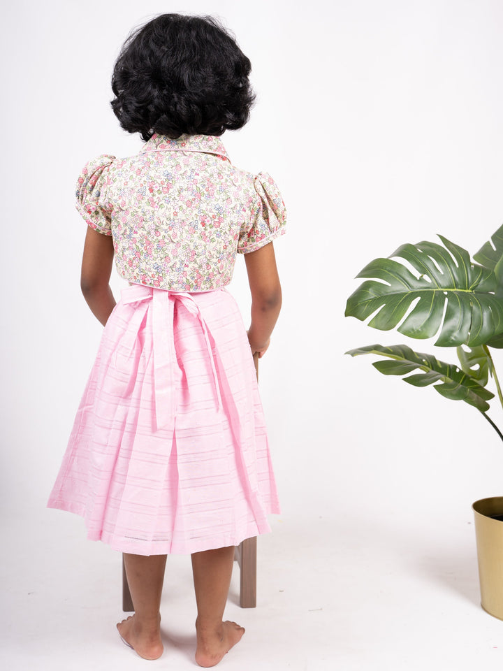 The Nesavu Frocks & Dresses Baby Pink Soft Cotton Gown With Floral Overcoat For Baby Girls psr silks Nesavu