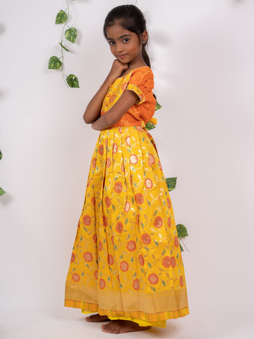 The Nesavu Silk Frocks Banarasi Floral Jacquard Floor Length Silk Frock psr silks Nesavu