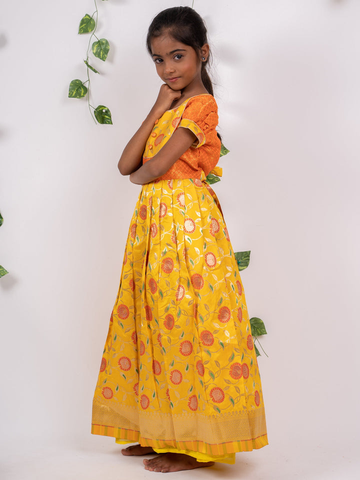 The Nesavu Silk Frocks Banarasi Floral Jacquard Floor Length Silk Frock psr silks Nesavu