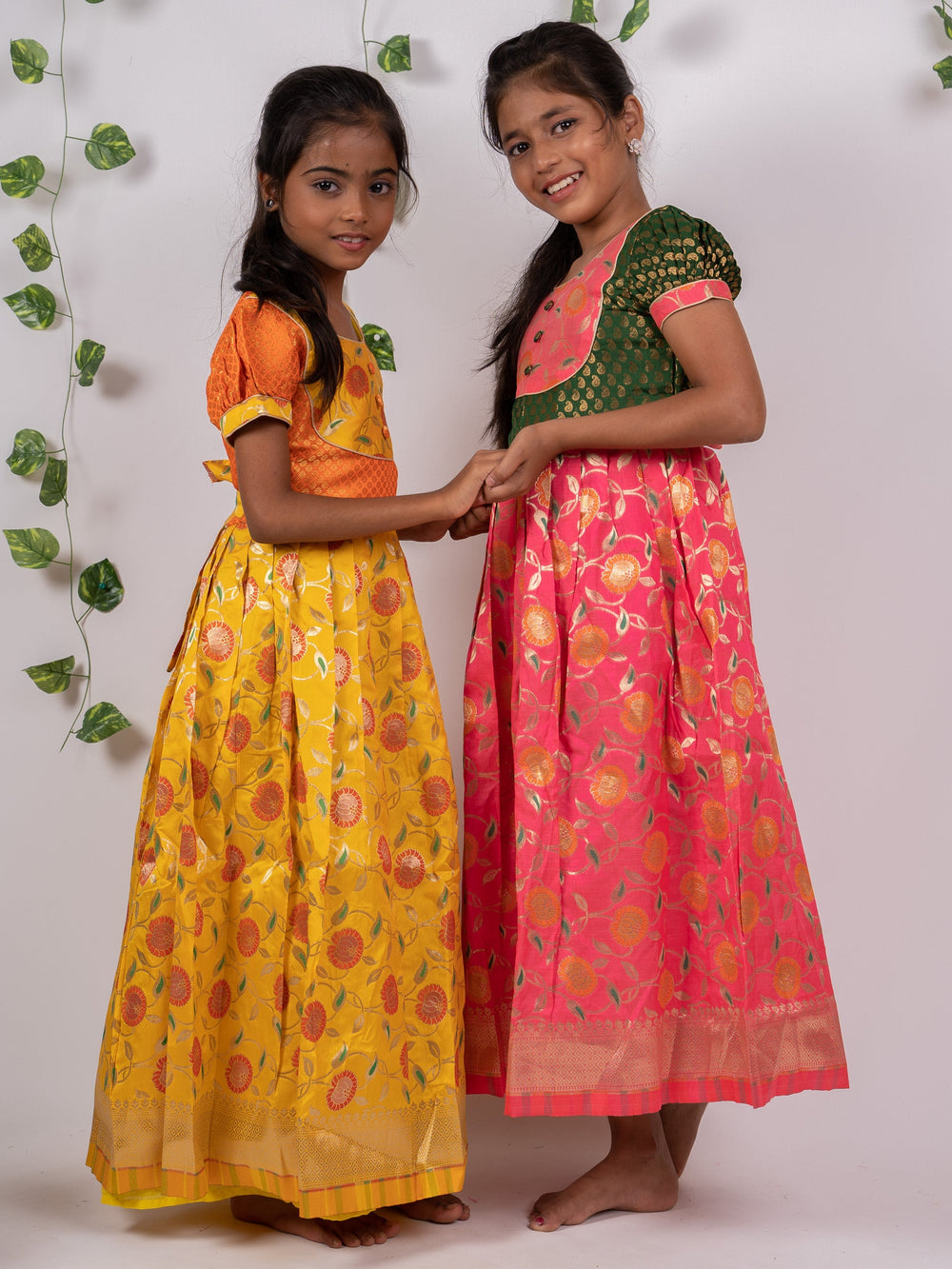 The Nesavu Silk Frocks Banarasi Floral Jacquard Floor Length Silk Frock psr silks Nesavu